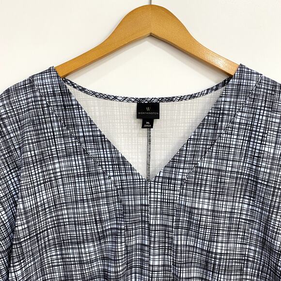 Worthington Top Women's Size XL Blue Belted Cap Sleeve Breathable Active Casual - Picture 3 of 10